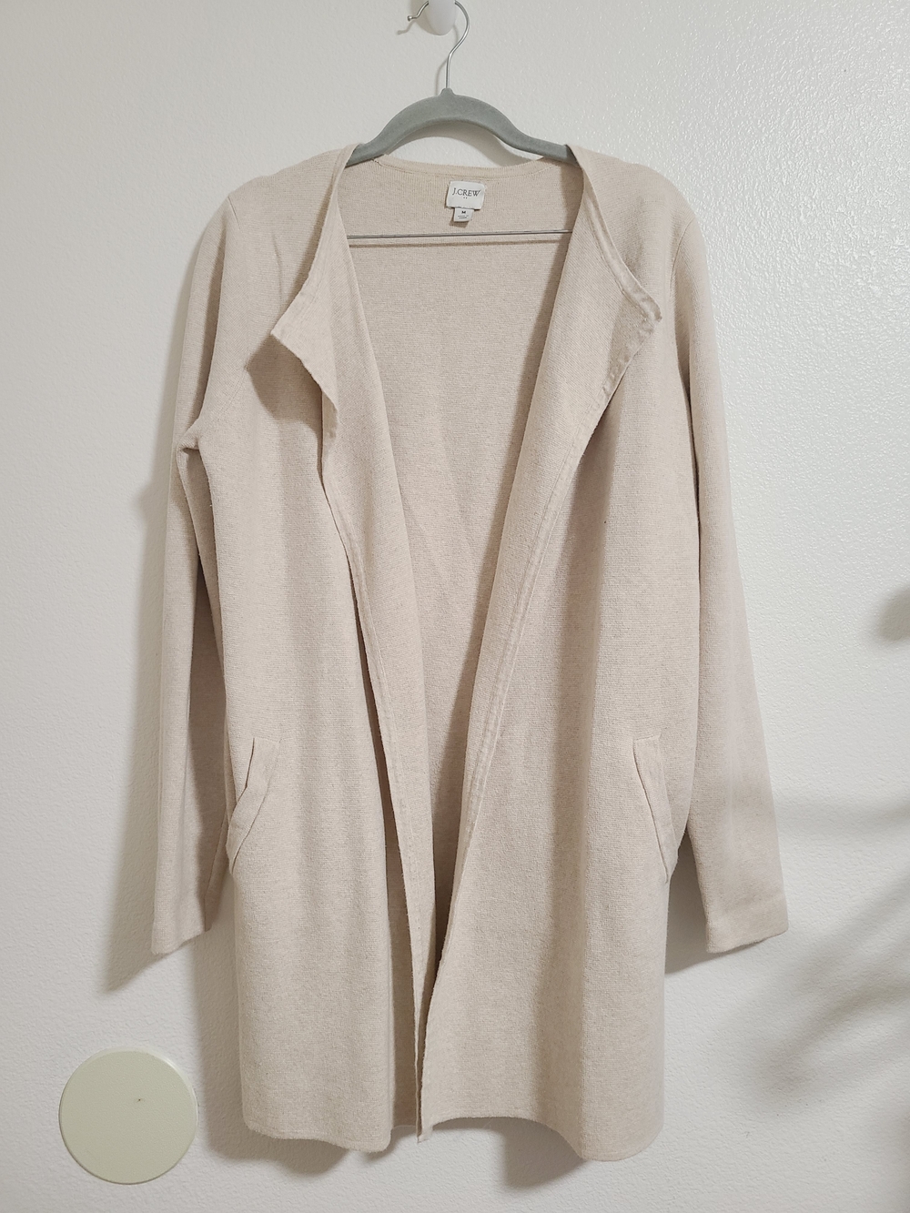 J. Crew Factory Open-Front Cream Knit Cardigan Coatigan